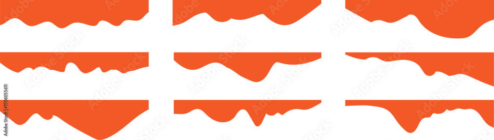 Naklejka premium Abstract orange curve top headline Vector banner header and separator Border shape for website design. perfect for banners, websites, and promotional layouts.