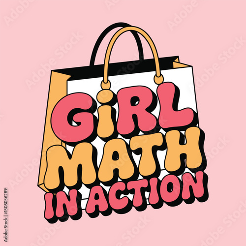 Girl Math In Action Shopping Bag T Shirt Design