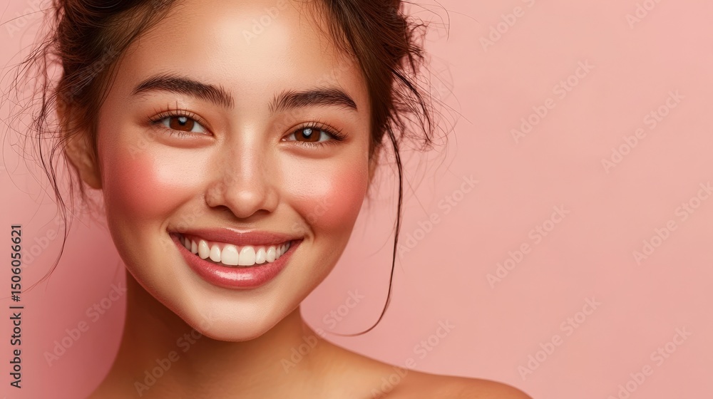 Close-up portrait of a woman with a radiant smile. Close-up portrait of a woman with a radiant smile.