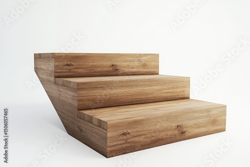 Light brown wooden steps, 3 tiers, simple, studio shot