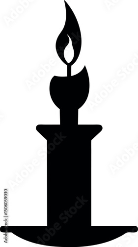 Black outline icon of candle on white Pro Vector