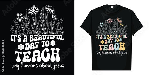 Retro I Teach Tiny Humans About Jesus Christian Teacher T-Shirt