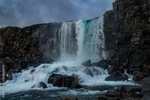 Photos Icelandic Waterfall in Thingvellir UNESCO World Heritage Site
