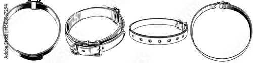 Various designs of pet collars displayed for selection in a neat arrangement