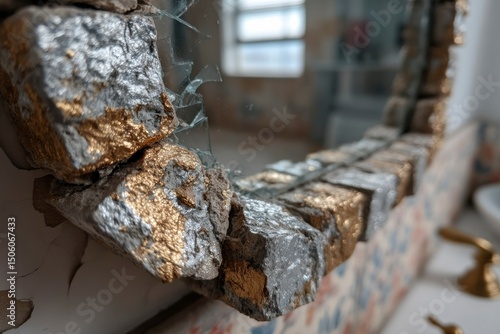 Wallpaper Mural Shattered Glass and Metallic Rocks A Modern Artistic Composition Torontodigital.ca