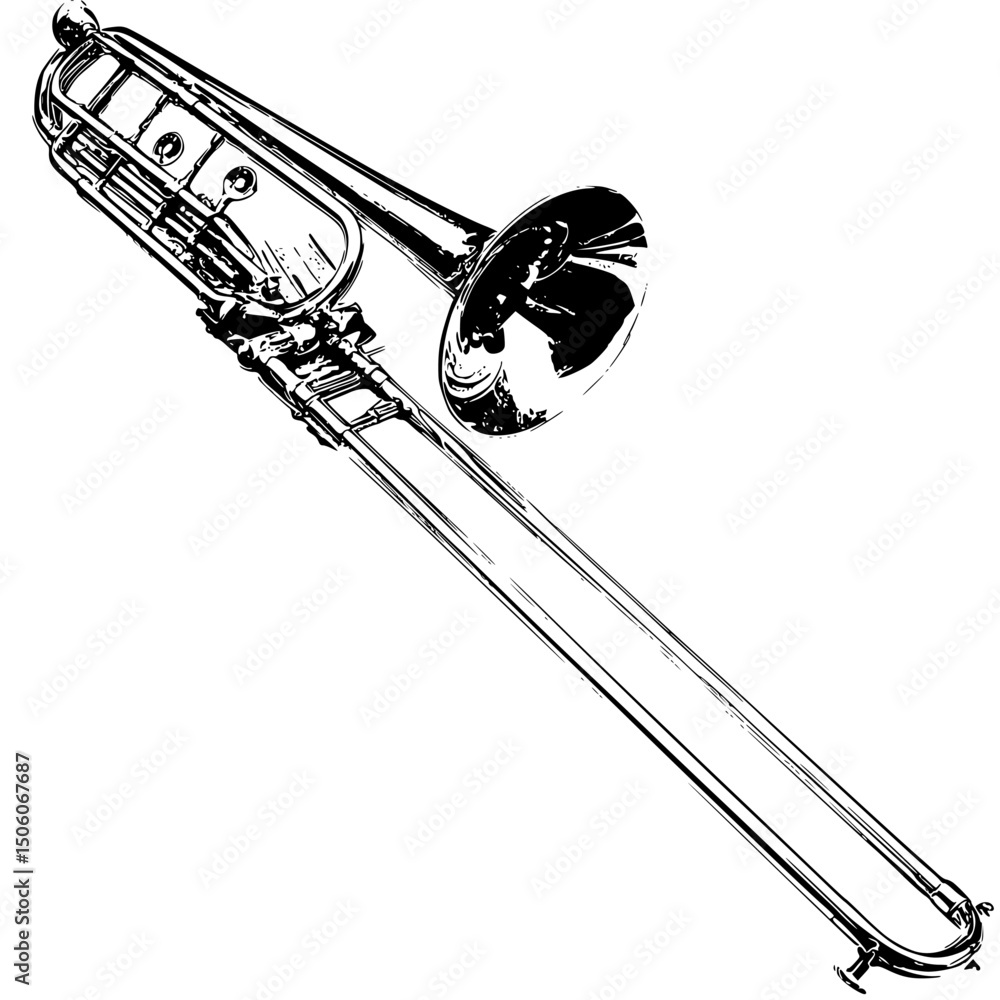 Obraz premium Icon set featuring detailed illustration of a trumpet with unique design elements and clear lines for various applications
