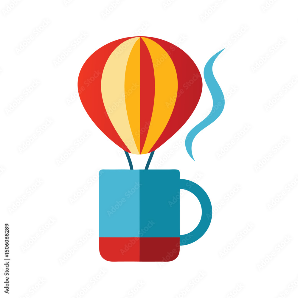 Obraz premium Hot Air Balloon Mug Vector Illustration