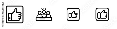 Collection of user interface thumbs up and group icons designed for feedback and interaction
