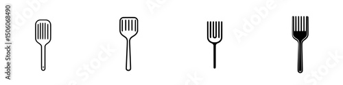 Collection of diverse spatula icons showcasing different styles and designs for culinary applications