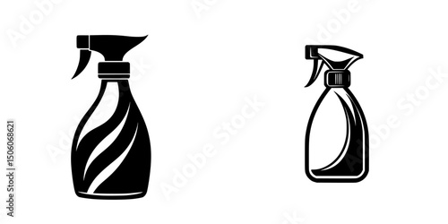 Icon set featuring two different spray bottle designs for cleaning and household use