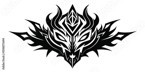 Abstract tribal wolf design with sharp edges and geometric accents