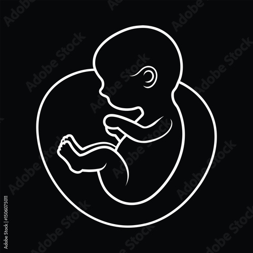 Fetus icon of a human child with placenta