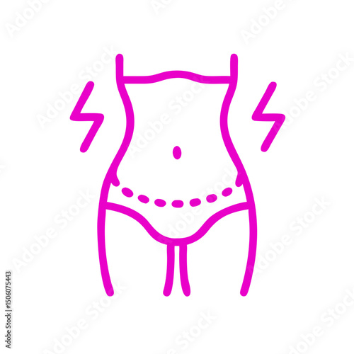 Microcurrent therapy illustration for waist treatment promoting wellness, beauty, and skin rejuvenation icon