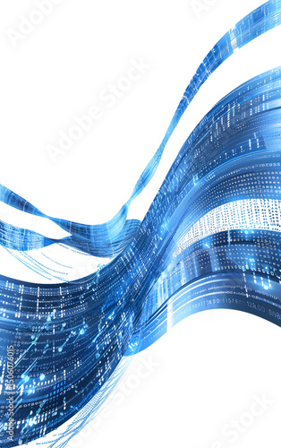 Blue flowing ribbon-like wave with texture, symbolizing elegance and fluidity in motion.