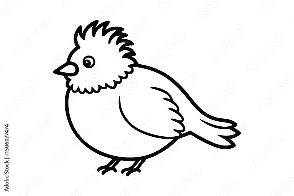 Fototapeta premium Adorable cartoon bird outline simple line drawing illustration