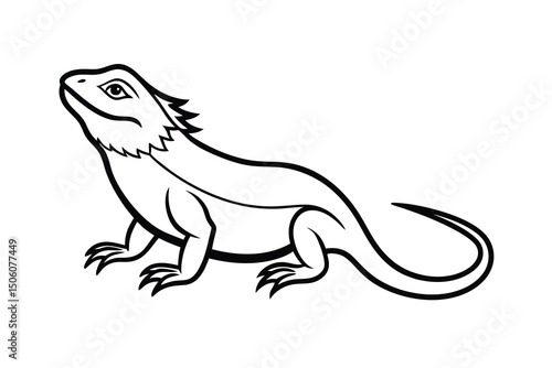 Bearded dragon lizard reptile outline illustration