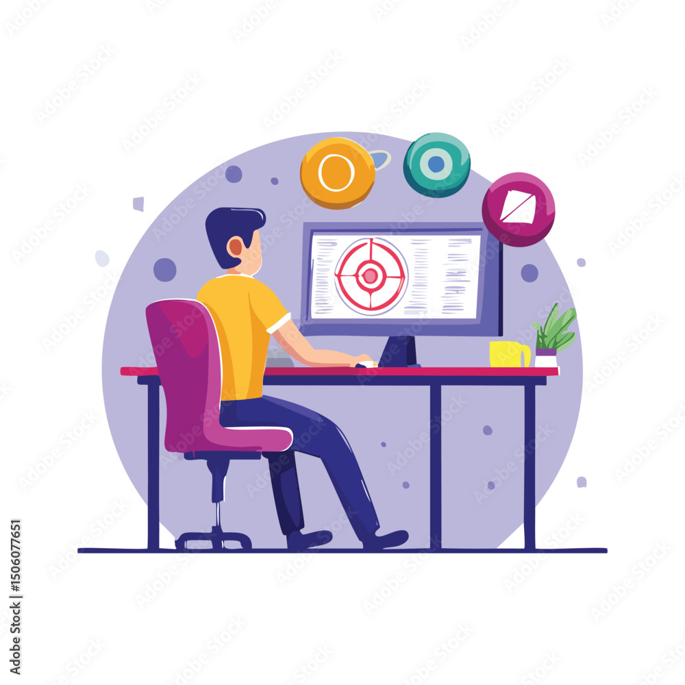 Man Analyzing Data with Target Graphs Man Analyzing Data with Target Graphs