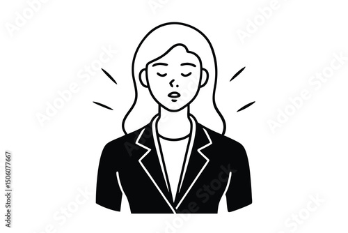 Calm businesswoman meditating stress relief relaxation