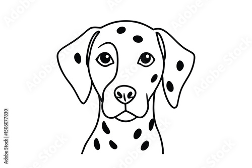 Adorable dalmatian dog portrait line art illustration