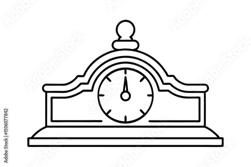 Elegant mantel clock design simple line art illustration