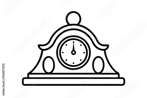 Elegant mantel clock design simple line art illustration