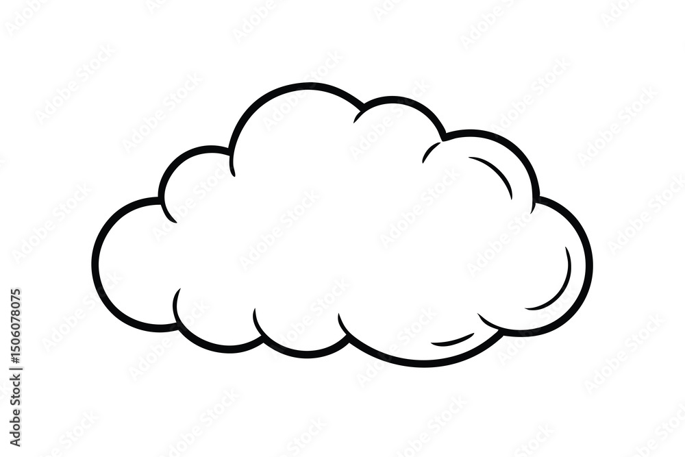 Simple black line drawing of a fluffy cloud Simple black line drawing of a fluffy cloud