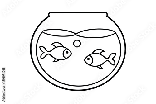 Two goldfish swimming in a round fishbowl illustration