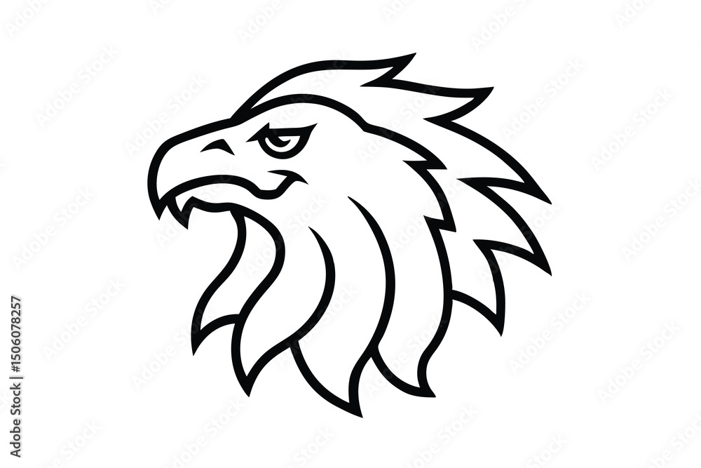 Fototapeta premium Majestic eagle head profile line art graphic design