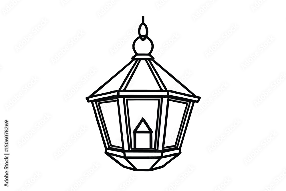 Elegant black line drawing hanging lantern light fixture Elegant black line drawing hanging lantern light fixture
