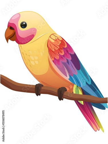 A colorful illustration of a parrot perched on a branch, symbolizing vibrancy and tropical wildlife.
