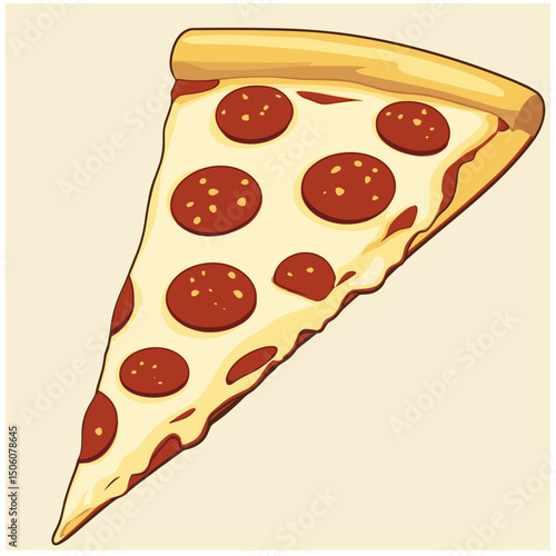Pizza with tomatoes cheese and classic Italian toppings in vector illustration style