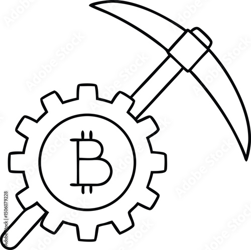 Bitcoin Mining icon vector stock illustration