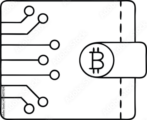bitcoin wallet icon Simple outline vector 