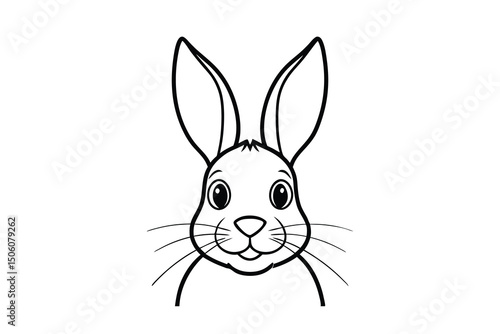 Adorable cartoon bunny rabbit face outline illustration
