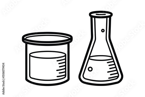 Simple line drawing of beaker and graduated cylinder