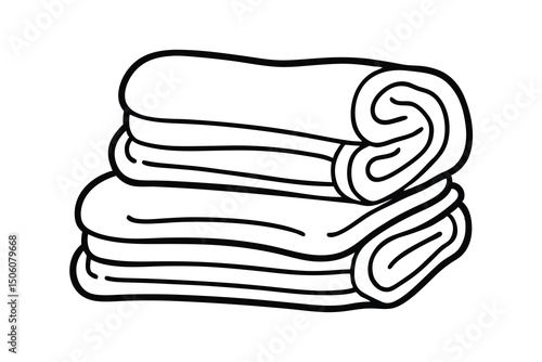 Stack of rolled up soft cozy blankets towels