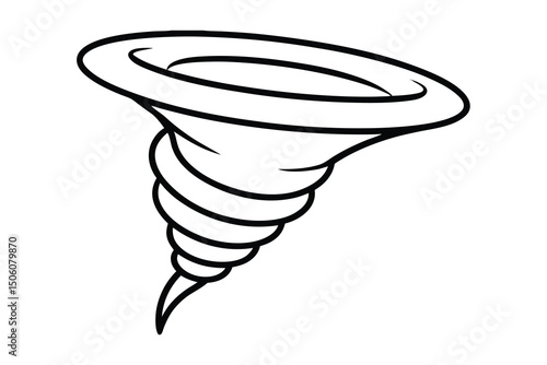 Cartoon tornado illustration black and white swirling vortex
