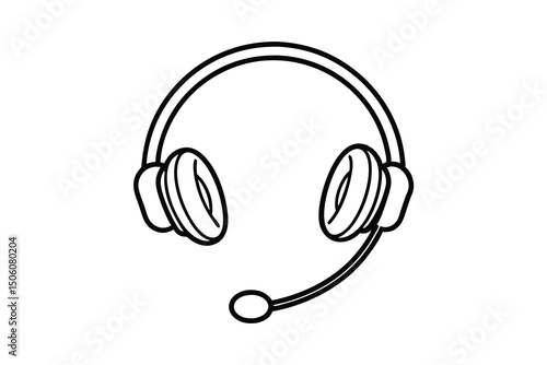 Simple line drawing of a headset with a microphone