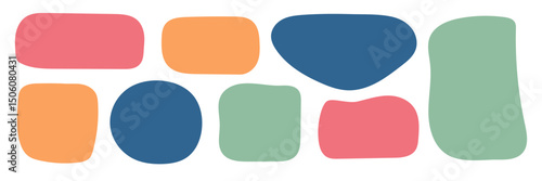 Colorful hand drawn blank text box frames. Minimalist abstract organic blob collection. Template for creative design, Instagram highlights, stickers, posters, print, cards, decoration, web elements