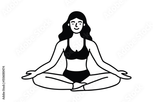Woman meditating in lotus pose wearing a sports bra