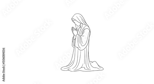 A Moment of Reflection: A line art illustration portrays a figure in a moment of quiet contemplation, symbolizing devotion and inner peace.