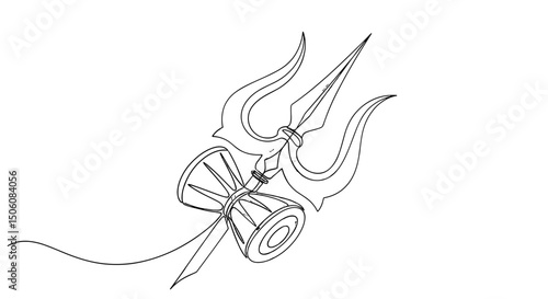 Trident Symbol: A minimalist line art rendition of a trident, a potent symbol of power and authority, rendered with a sense of simplicity and grace.