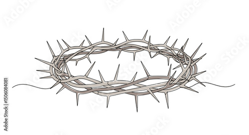 Crown of Thorns: A detailed depiction of the crown of thorns, an evocative symbol of sacrifice and faith, meticulously crafted with each thorn prominently displayed.