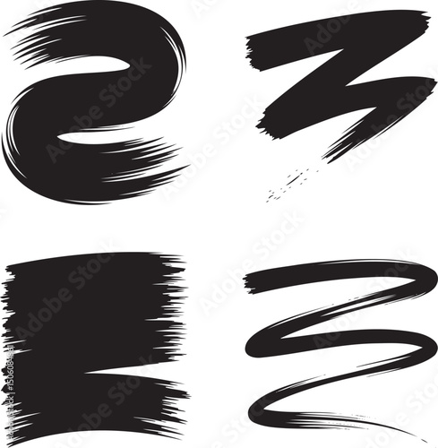 Ink Grunge Brush Strokes silhouette set vector  isolated On Transparent Background