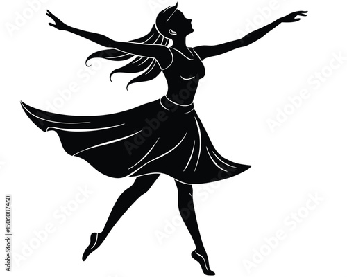 Wallpaper Mural woman dancing with joy silhouette   Torontodigital.ca