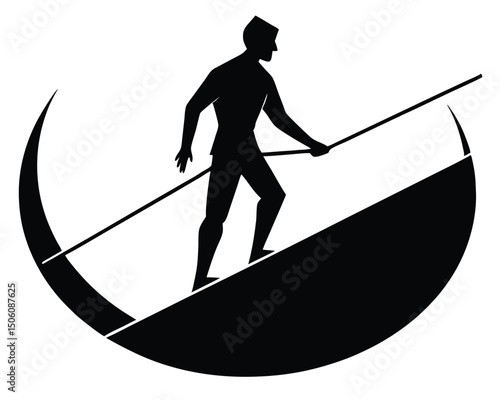 man walking tightrope silhouette  