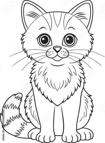 Cute cartoon Pampas Cat illustration for coloring book or activity sheet