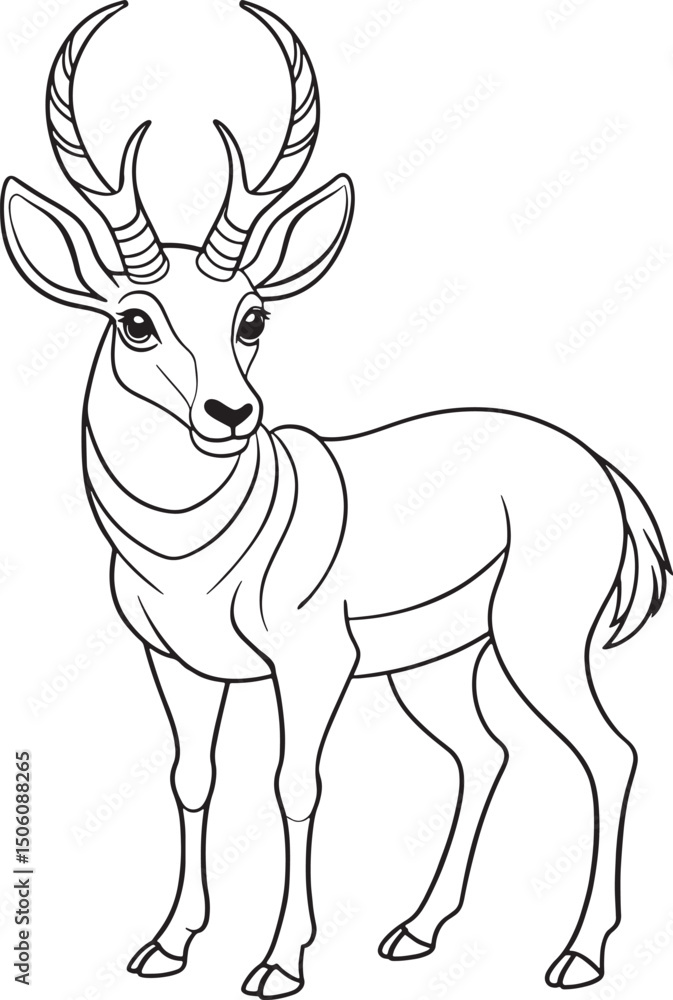 Fototapeta premium a black and white drawing of an antelope standing on a plain