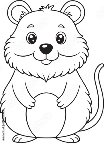 a cute cartoon hamster with big eyes and fluffy fur standing on its hind legs