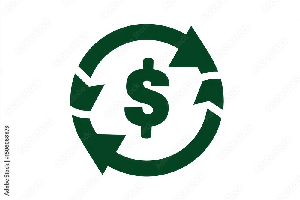 Obraz premium Money Recycling Icon with Dollar Sign and Circular Arrows Financial Cycle Symbol Investment T